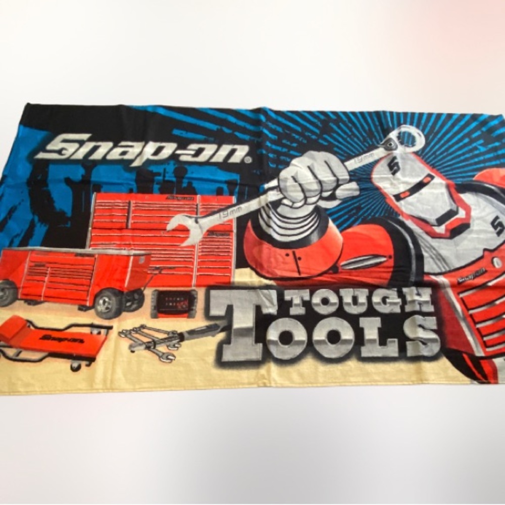 vtg snap-on tools garage wrench toolbox character beach bath towel 100 cotton
